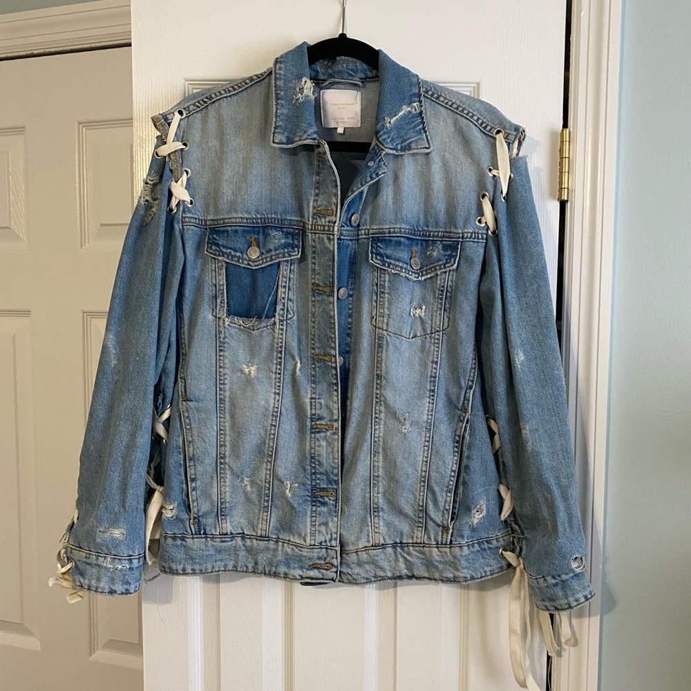 ZARA distressed oversized denim jacket